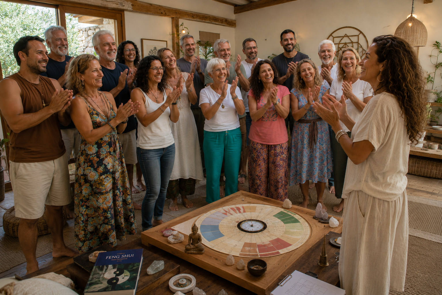 Participantes del retiro holístico de eutonía disfrutando experiencias de sanación y bienestar