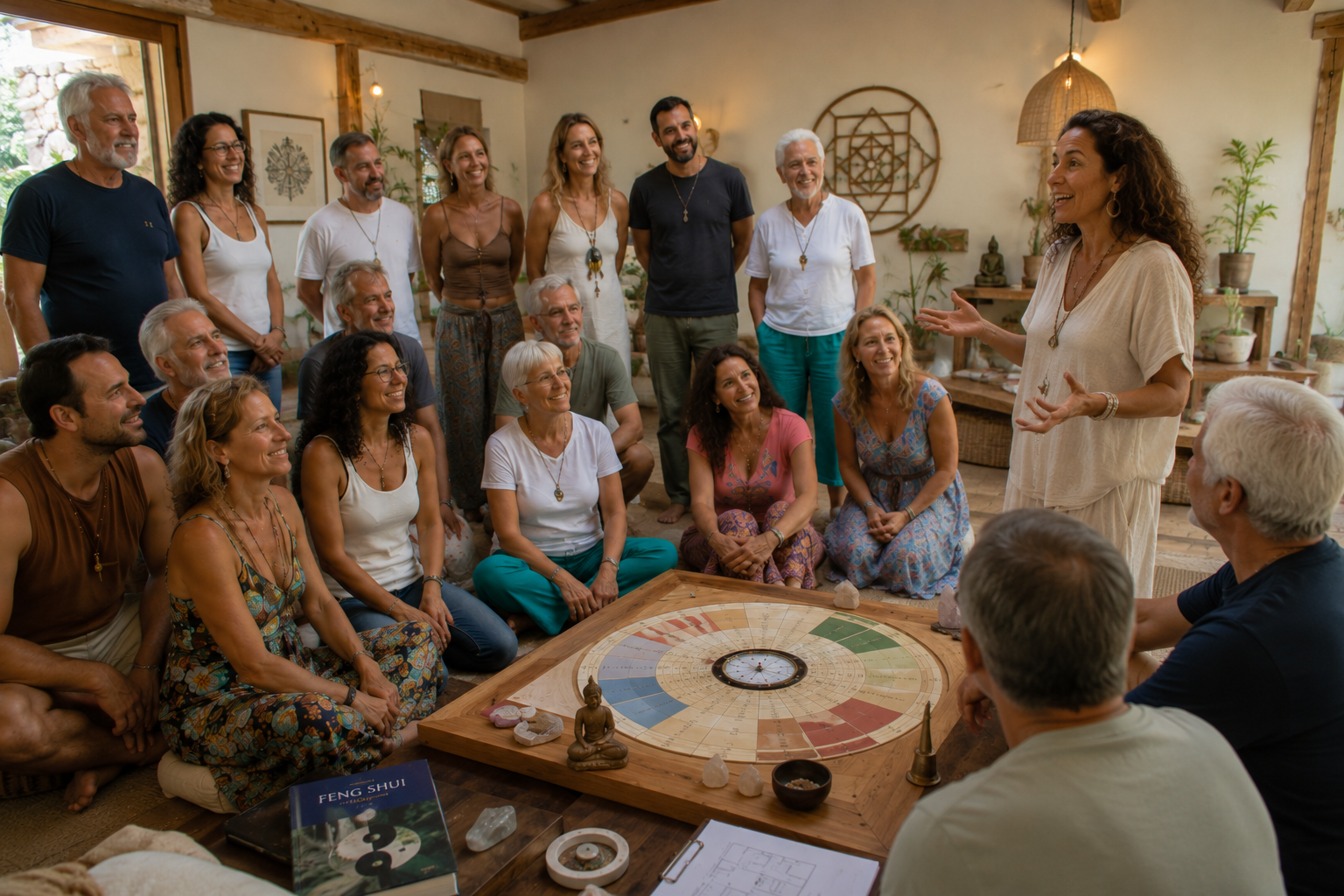 Participantes del retiro holístico de eutonía disfrutando experiencias de sanación y bienestar