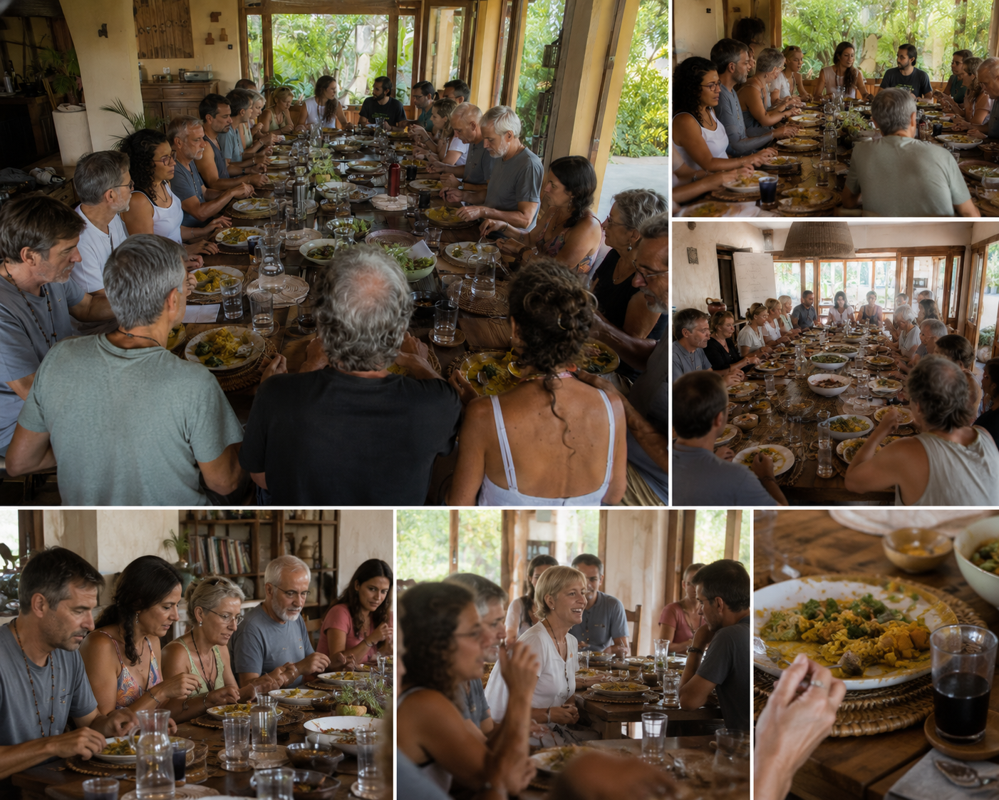 Participantes del retiro holístico de eutonía disfrutando experiencias de sanación y bienestar