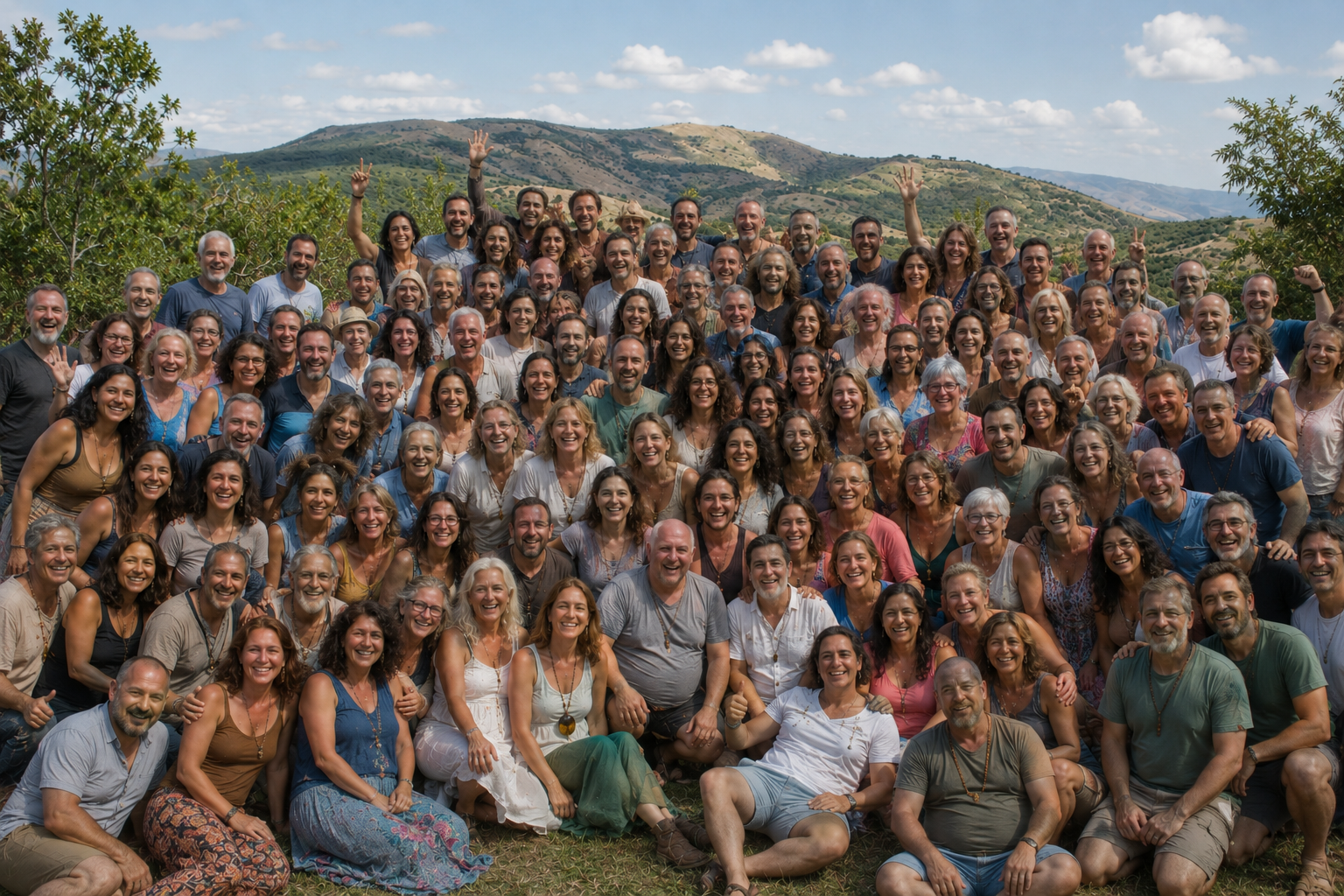Participantes del retiro holístico de eutonía disfrutando experiencias de sanación y bienestar